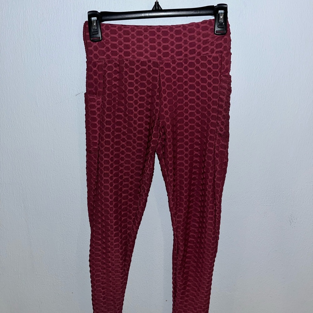 Pink Geometric Print Leggings with Elastic Waistband